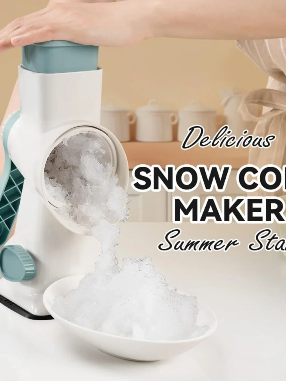 Rotary Ice Shaver with Handle Manual Hand Crank Snow Cone Maker Machine Qucik